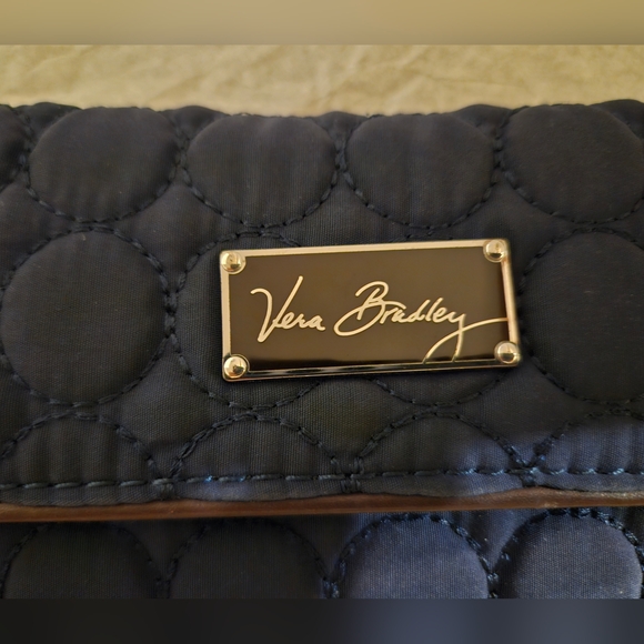 EUC 2 Pc Vera Bradley Blue Quilted Wallet with Vegan Leather Checkbook holder - Picture 14 of 15